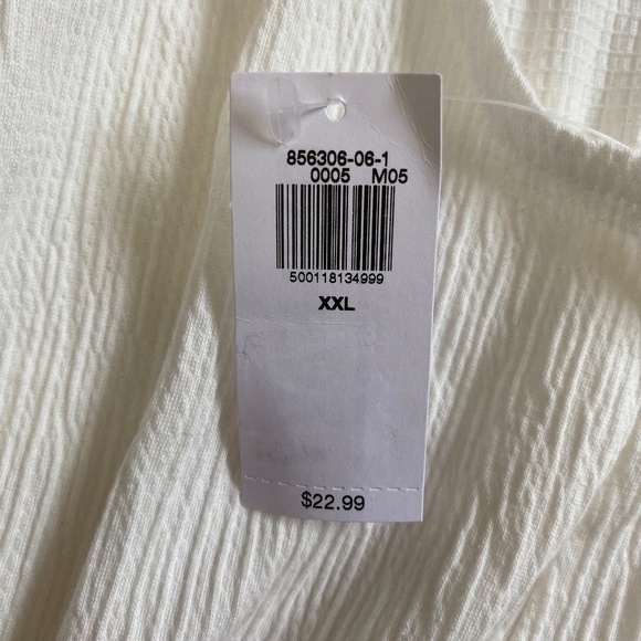 Old Navy Crinkle Smocked Waist, Short Sleeve Blouse, Sea Salt (Ivory), XXL NWT - Picture 7 of 13